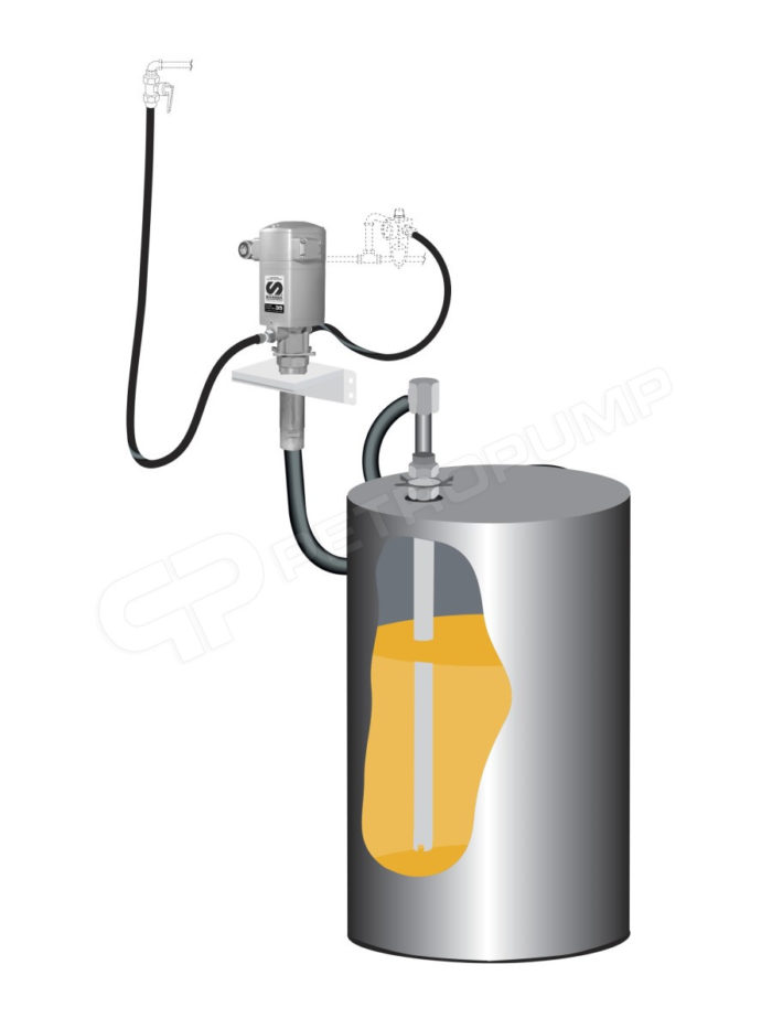 Пневматический комплект для масла для бочек 205 л с насосом PM35 8:1, монтаж на стену - цена, заказать Насосное оборудование импортное