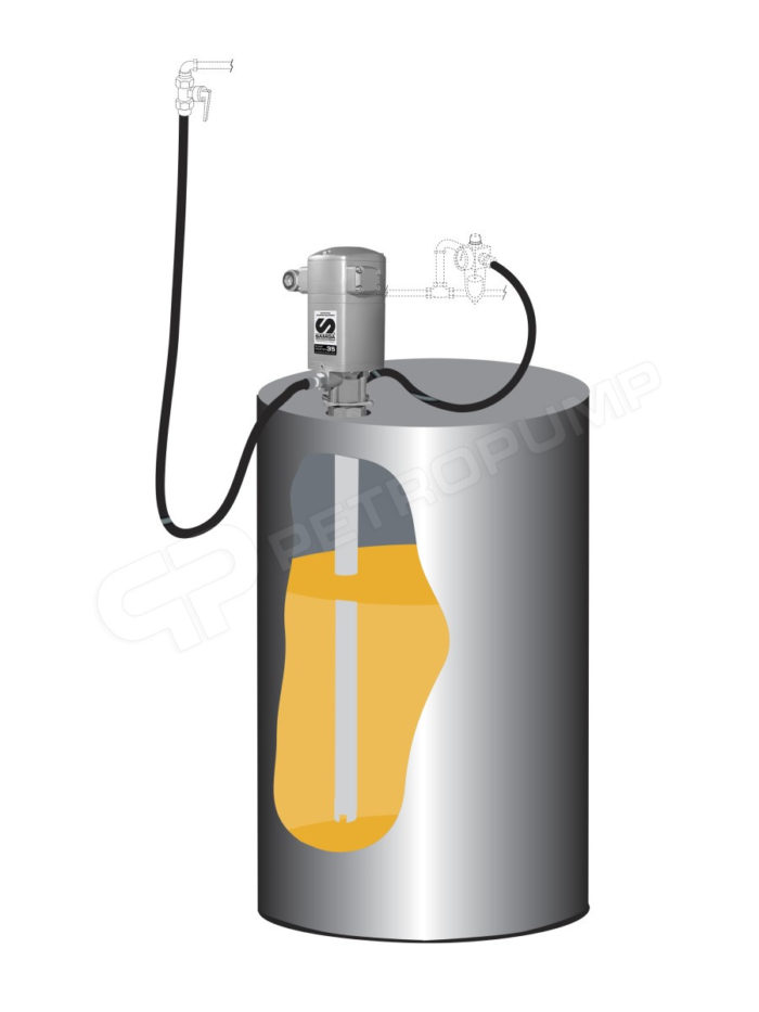 Пневматический комплект для масла для бочек 205 л с насосом PM35 5:1, монтаж на бочку - цена, заказать Насосное оборудование импортное